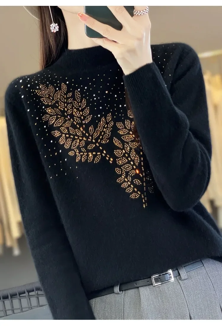 Frauen Pullover Dicke Warme Herbst Winter Mock Neck Mode Pullover Langarm Grundlegende Jumper Stricken Bodenbildung Shirt Koreanische Pullover