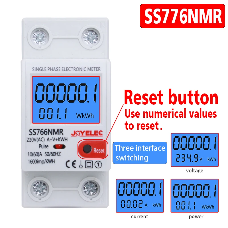 JOYELEC Digital Single Phase Reset Null Energie Meter kWh Spannung Strom Power Verbrauch Meter Wattmeter Strom 220V AC