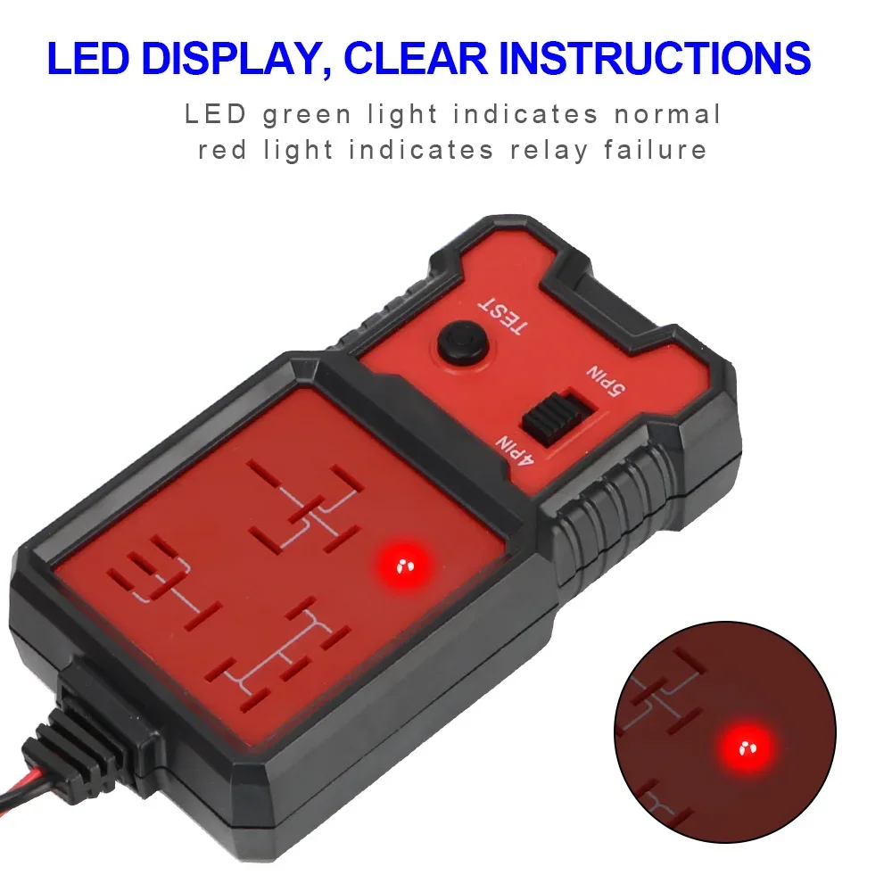 รถรีเลย์เครื่องทดสอบเครื่องทดสอบแรงดันไฟฟ้า Universal 12V รถแบตเตอรี่ Checker ยานยนต์อิเล็กทรอนิกส์เครื่องทดสอบรีเลย์ไฟ LED