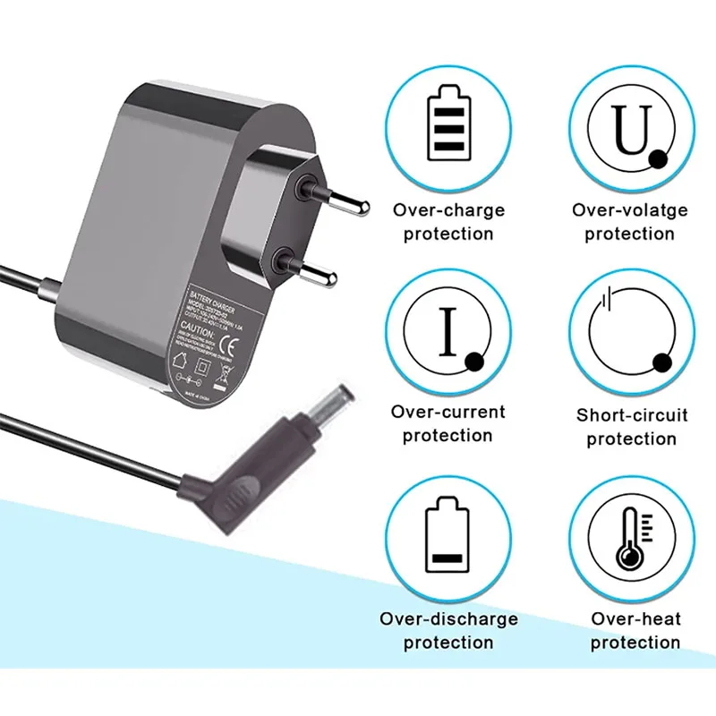 Adaptador de cargador para aspiradora Dyson V6 V7 V8, piezas reemplazables, cable de fuente de alimentación de batería de iones de litio