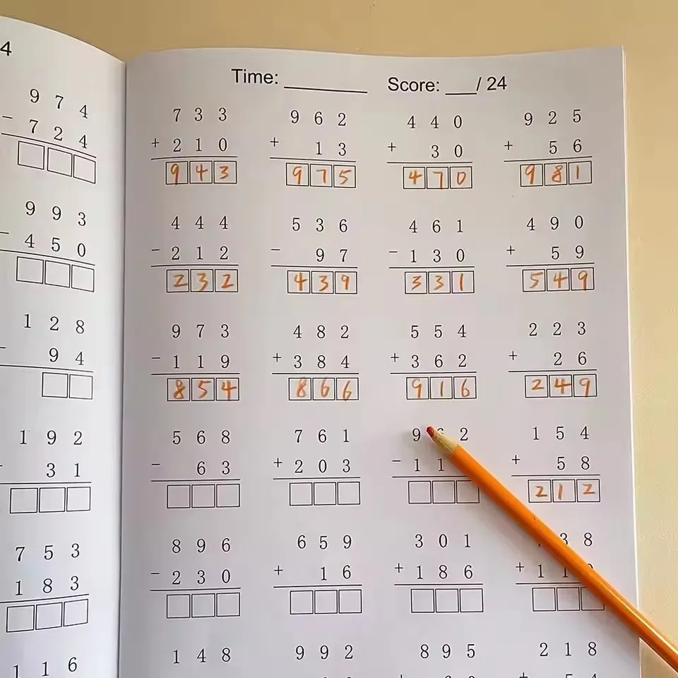 Math Workbook Addition Subtraction Within 1000 | Primary School Training Book | Arithmetic Competition