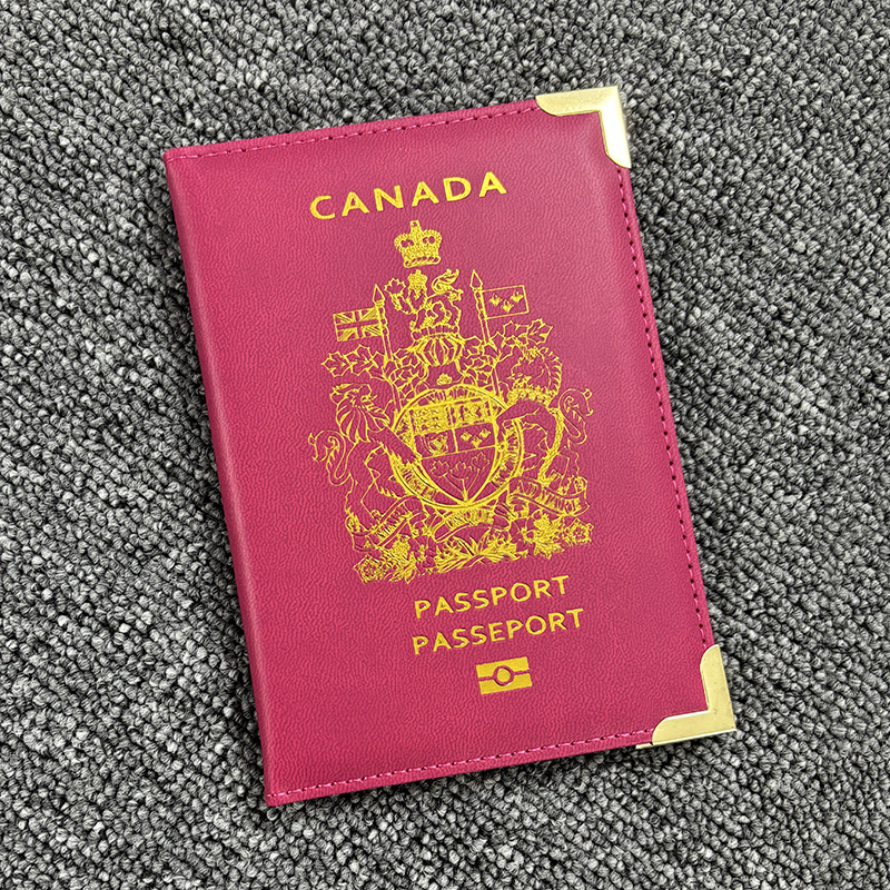 Canada-男性と女性のためのパスポートカバー,PUレザートラベルバッグ,カードケース,ホルダー,財布