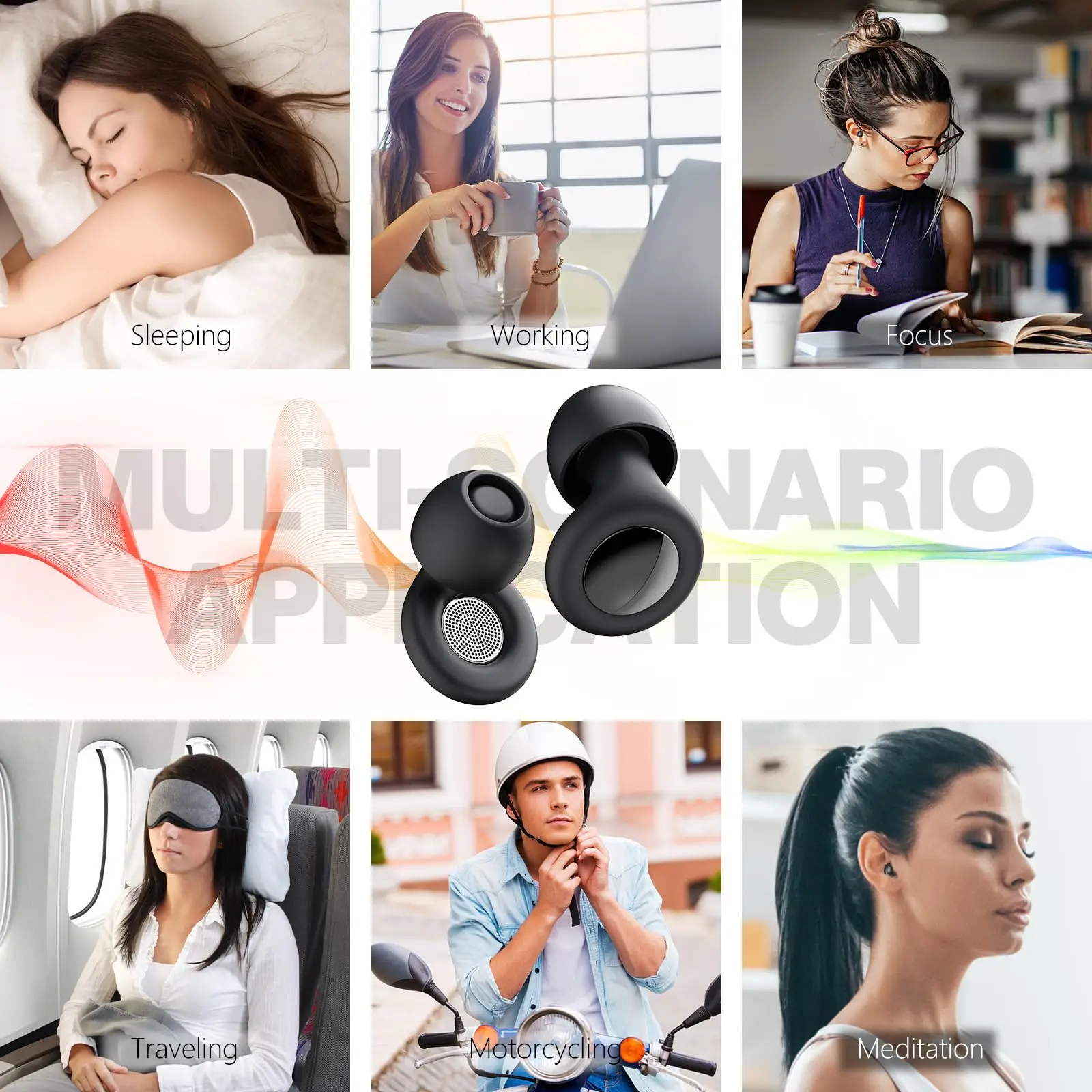 Tampões de ouvido de silicone com cancelamento de ruído do sono, proteção auditiva reutilizável, tampões de ouvido antirruído para concertos, viagens, plugue de ouvido para dormir