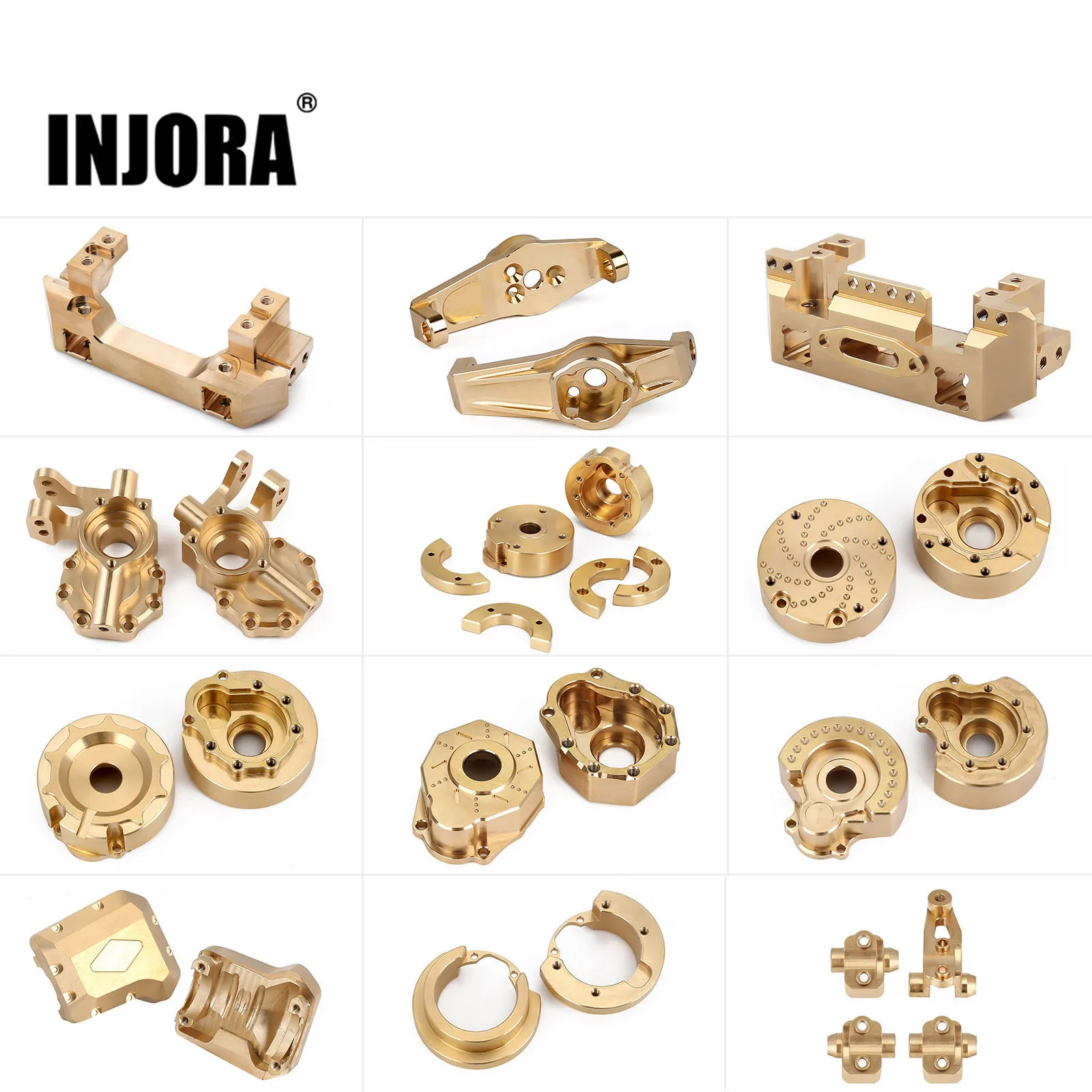 INJORA Đồng Thau Nặng Đối Trọng Với Cổng Thông Tin Điện Tử Ổ Vỏ Ốp Lưng Giá Đỡ Trục Ốp Cho RC Xe Bánh Xích TRX4 TRX-4 TRX6 Tùng Nâng Cấp