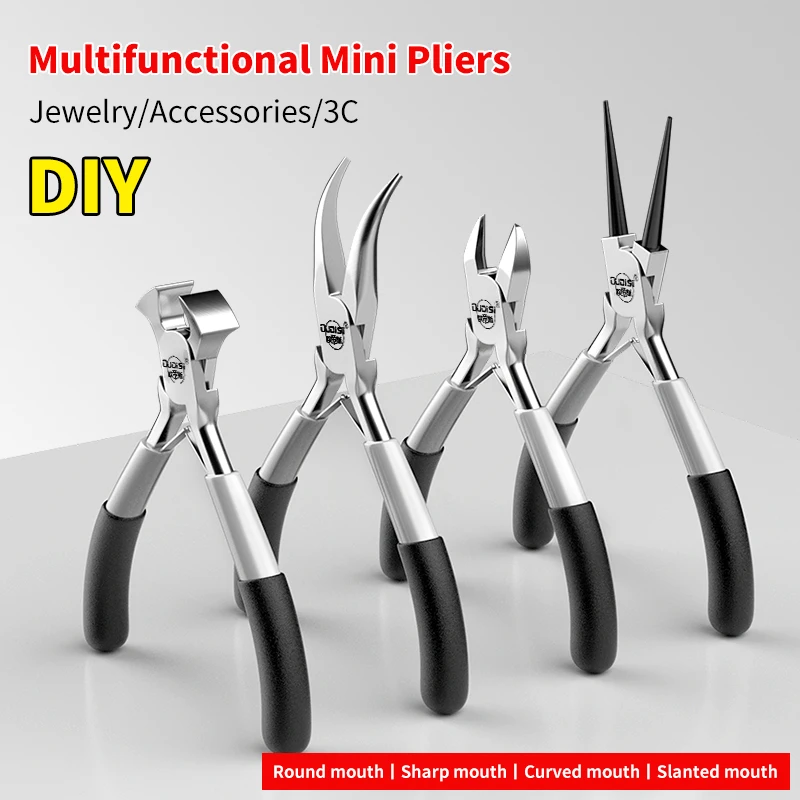 미니 펜치 대각선 펜치 라운드 구부러진 바늘 코 커터 공예 구슬 DIY 작은 보석 펜치 도구에 대한 절연 플라이어