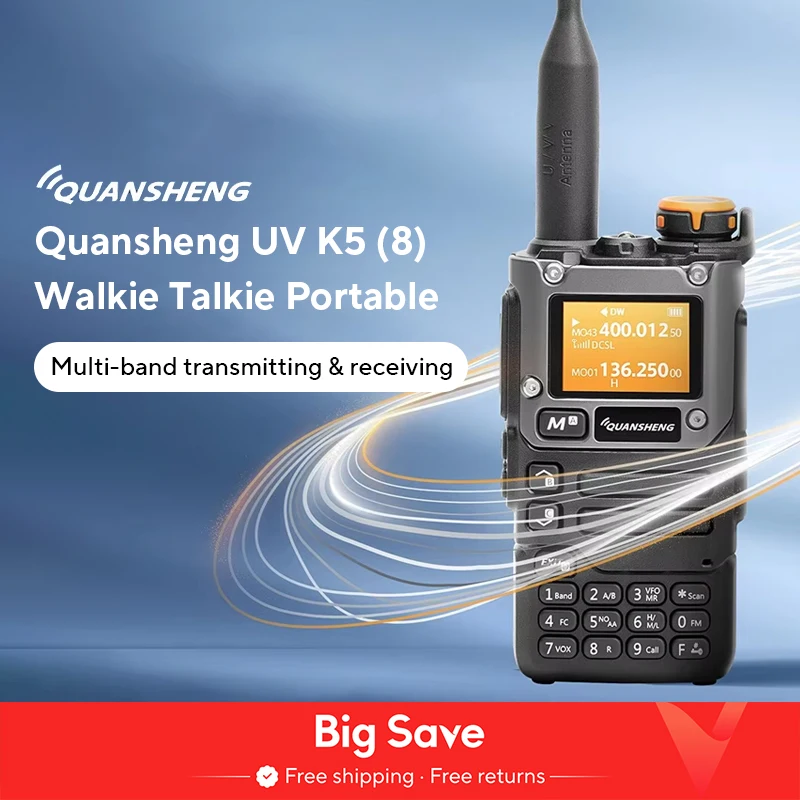 Quansheng-Portátil UV K5 8 Walkie Talkie, Estação Comutadora de Rádio em Dois Sentidos, Amador Ham, Conjunto sem fio, Receptor de Longo Alcance, AM, FM