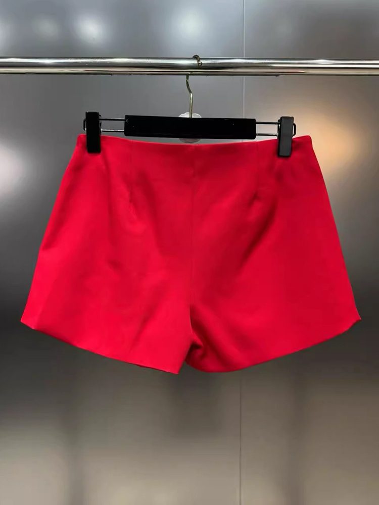 VGH Solid Patchwork Appliques Wide Leg Shorts For Women High Waist Spliced Zipper Slimming Short Pants Female Fashion Style New