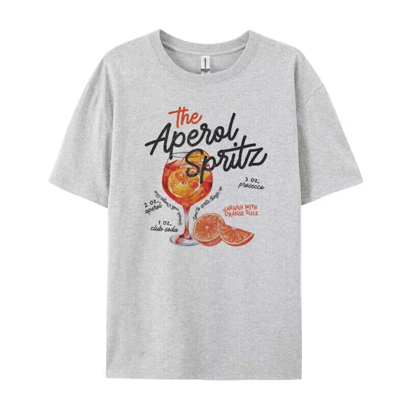 女性のためのレトロなカクテルグラフィックパターンのTシャツ,素敵なアルコールドリンクの服,ルーズコットン,ヴィンテージユニセックスTシャツ,ギフト