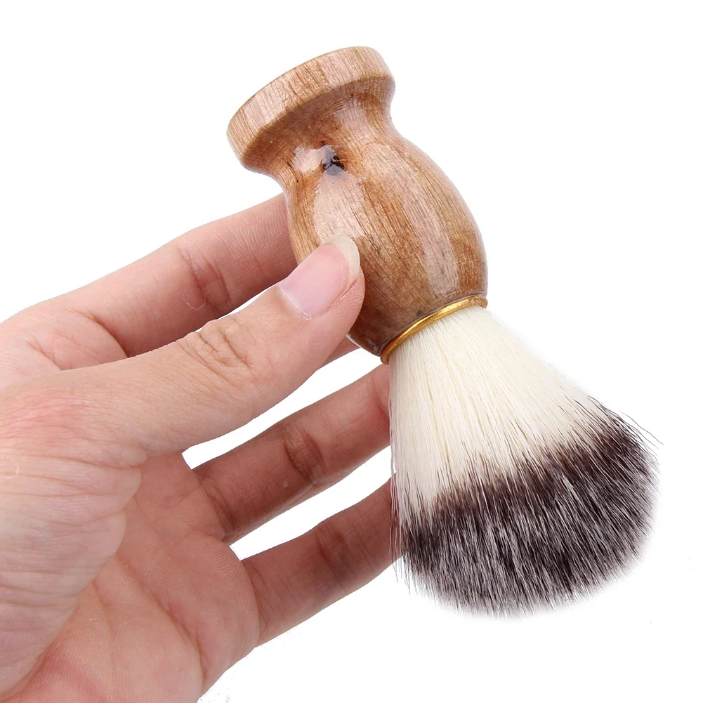 1 cepillo de afeitar de pelo de tejón para hombres, herramienta de afeitado para limpieza de barba Facial, cepillo de afeitar con mango de madera