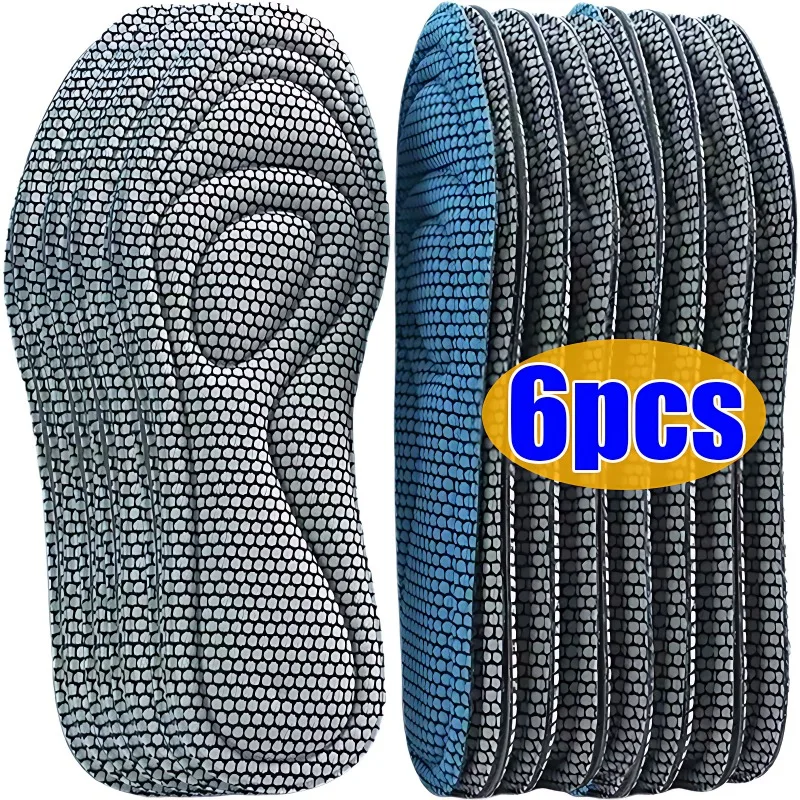 Plantillas ortopédicas de espuma viscoelástica para hombre y mujer, plantilla de desodorización antibacteriana Nano, cojín para correr con absorción de sudor, 6/2 Uds.