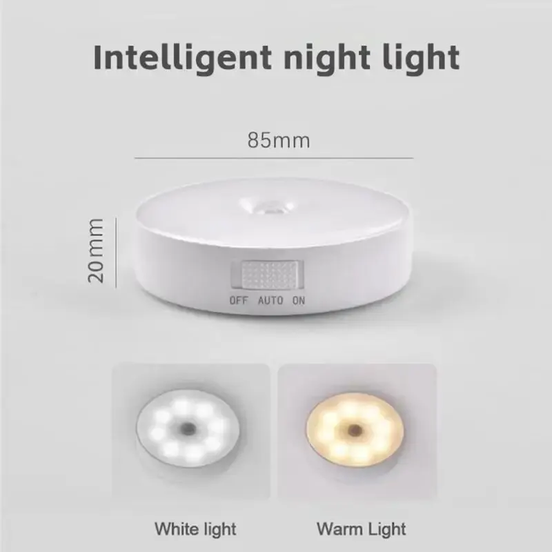 3 ชิ้น Motion Sensor LED ไฟกลางคืน USB ชาร์จโคมไฟกลางคืนสําหรับห้องครัวตู้ตู้เสื้อผ้าโคมไฟบันไดตู้เสื้อผ้าไร้สายแสง