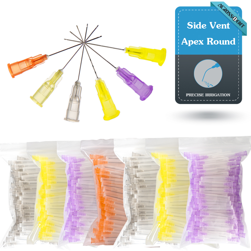 Agulha de irrigação dentária endo, agulha de limpeza endodontia, cânula de descarga, odontologia, ponta de enxágue, bolsa com zíper, 100 e 200 peças