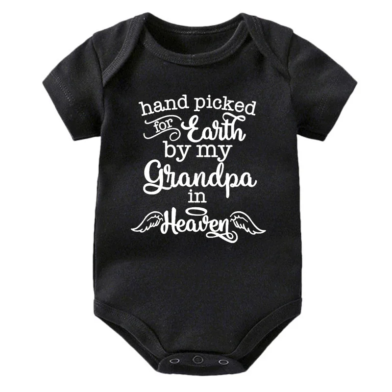 Body per neonati in cotone Tuta per neonato raccolti a mano per la terra di mia nonna/nonno nel paradiso Abiti estivi per bambini a maniche corte