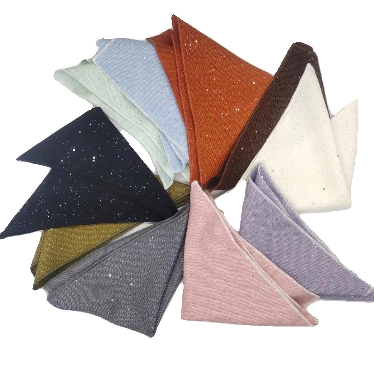 New Shiny Pocket Square Mens Suit Wedding Groom Handkerchief Brown White Solid Sequin Hanky Formal Dress Chest Scarf Accessories