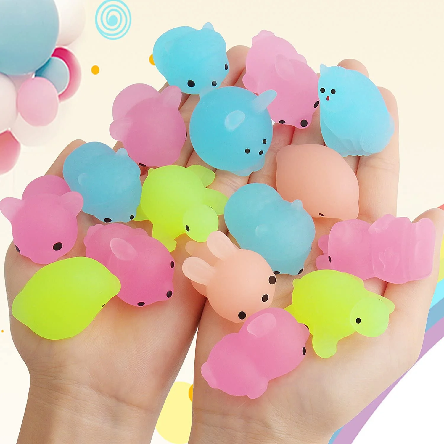 6/12/18 Pcs Luminous Mochi Squishies, Mochi Squishy สัตว์ความเครียดของเล่น, mini ความเครียดบรรเทาของเล่น Mochi สัตว์ของเล่น Kawaii