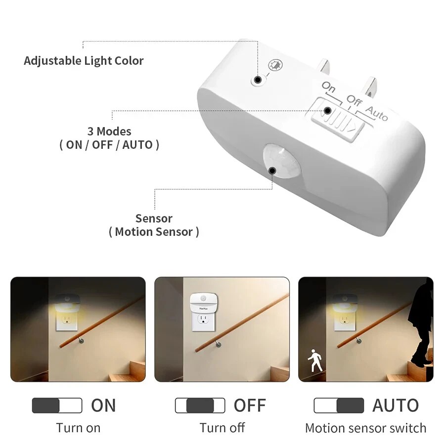 LED Nachtlicht Mit Motion Sensor Licht EU UNS Steckdose Lampen Kinder Nacht Lichter Drahtlose Wand Nacht Schlafzimmer Nacht Lampe