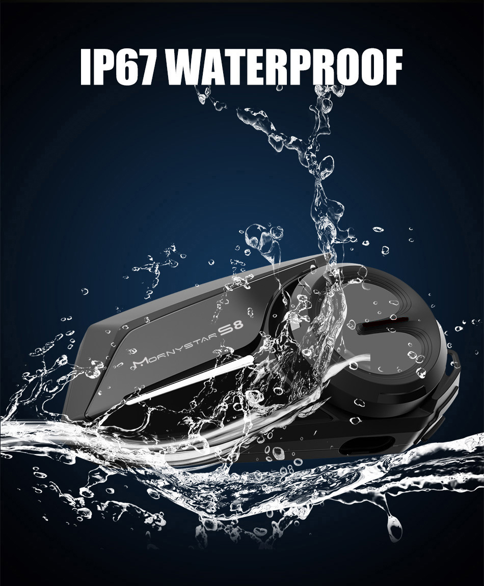 Mornystar S8 Intercom Bluetooth For Motorcycle Helmet Headset FM Music Sharing Helmet Communicator Up to 6 Rider