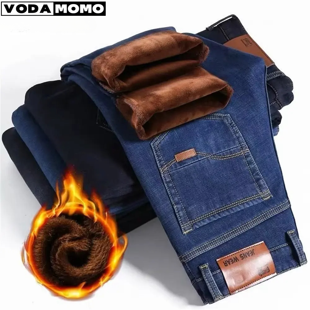 Herrenjeans, Winterjeans, Flanell, Stretch, hochwertige Jeanshose, modische Hose für Herren, 2023, Herrenhose, Jeans für Herren