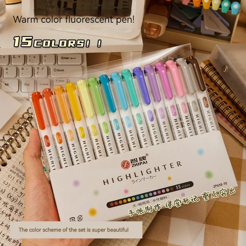 5 สี/กล่อง Double Headed Highlighter ชุดปากกาเรืองแสงวาด Markers Highlighters ปากกา Art ญี่ปุ่นน่ารัก Pastel เครื่องเขียน