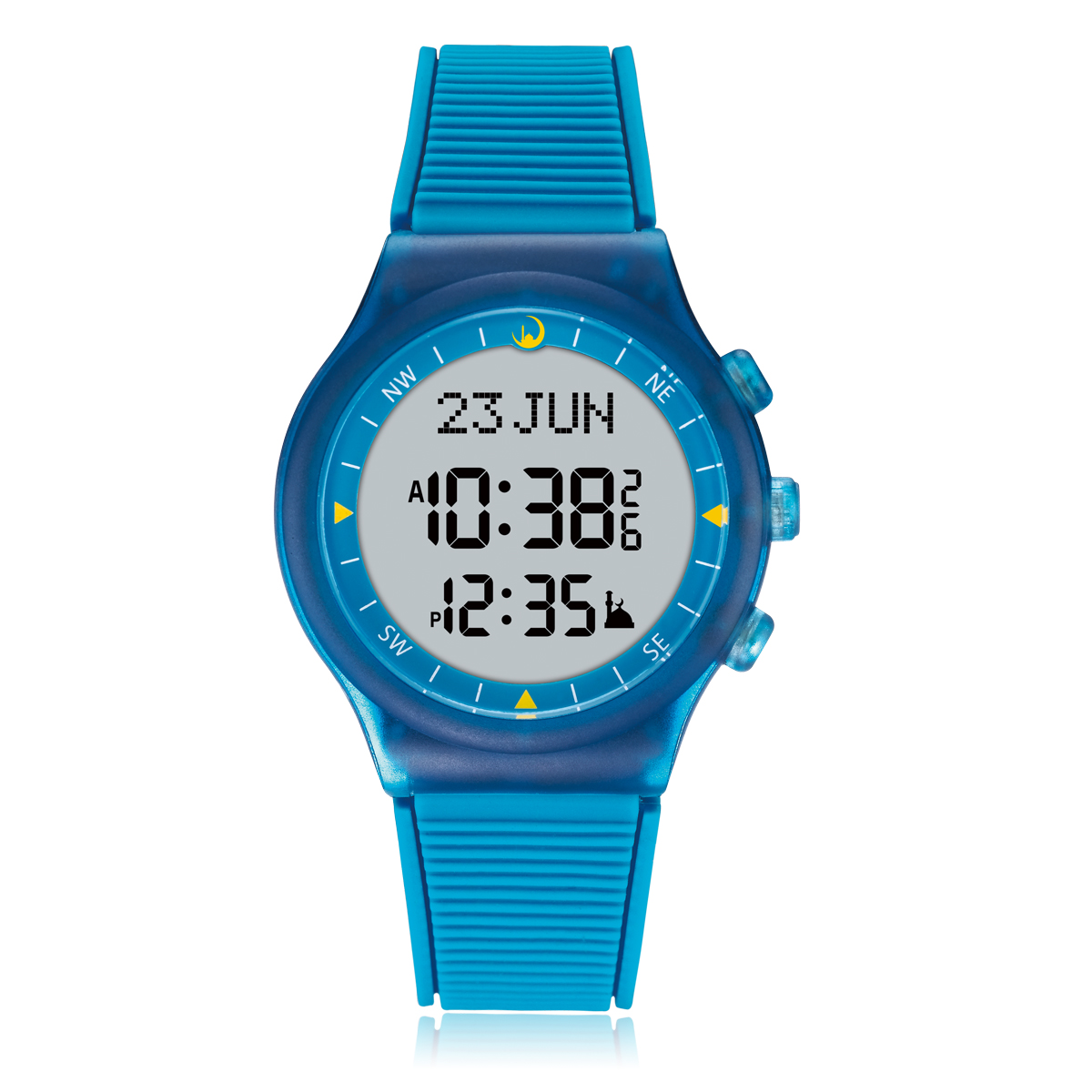 Reloj clásico AL-SAHAR Azan para oración musulmana, brújula Qibla automática, reloj deportivo con retroiluminación EL, calendario Hijri, reloj despertador de tiempo Fajr