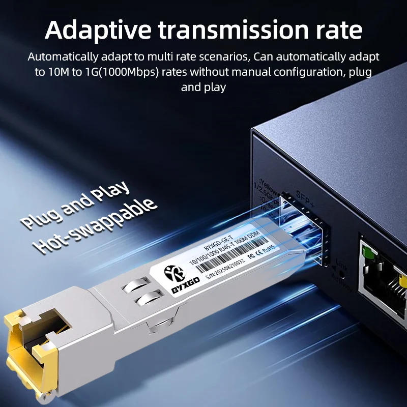 Módulo SFP RJ45 BASE-T adaptable de 10/100/1000M para interruptor/enrutador Arista/Dell/Cisco SFP a módulo Ethernet RJ45 transceptor de cobre