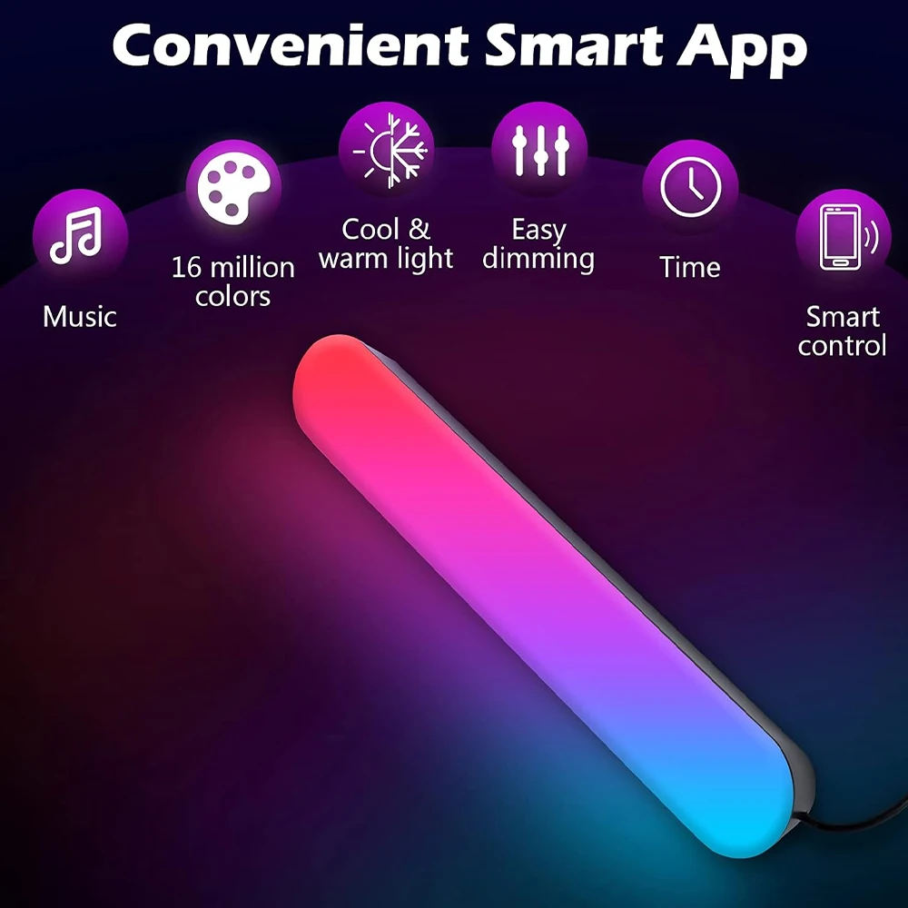 Striscia LED intelligente da 1/2 confezioni con telecomando per camera, giochi, TV e decorazioni per feste - Sincronizzazione con musica, lampada da scrivania RGB