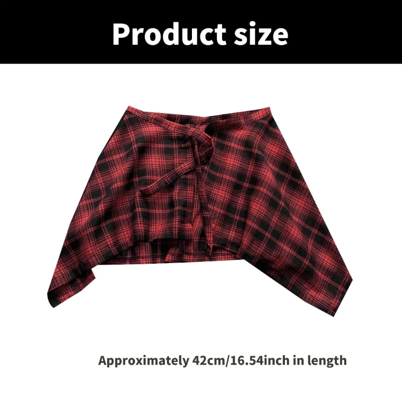 Falda envolvente de línea A en capas Unisex, baile callejero de hip hop, bufanda a cuadros para la cadera, sobrefalda asimétrica, extensor de camisa
