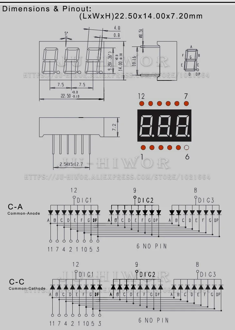 10 Uds 0,36 pulgadas 11 pines C-C 3361AS C-A 3361BS 3 dígitos Bits 7 segmentos pantalla Digital LED roja Digitron cátodo de ánodo común