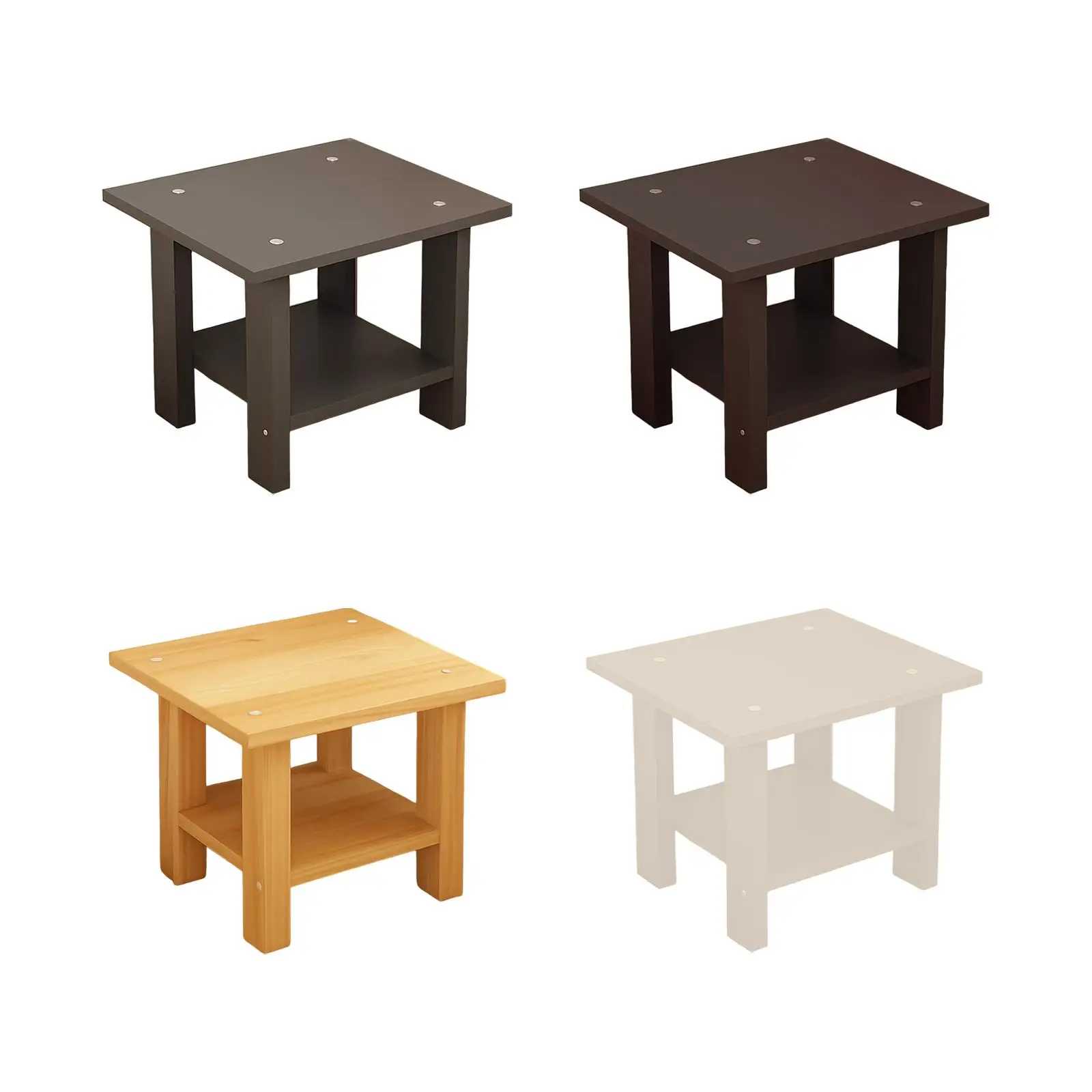 Mesa lateral de madeira com camadas duplas, multifuncional, resistente, moderna, leve para lâmpadas, telefones, laptop, mesa final 30x30x31cm