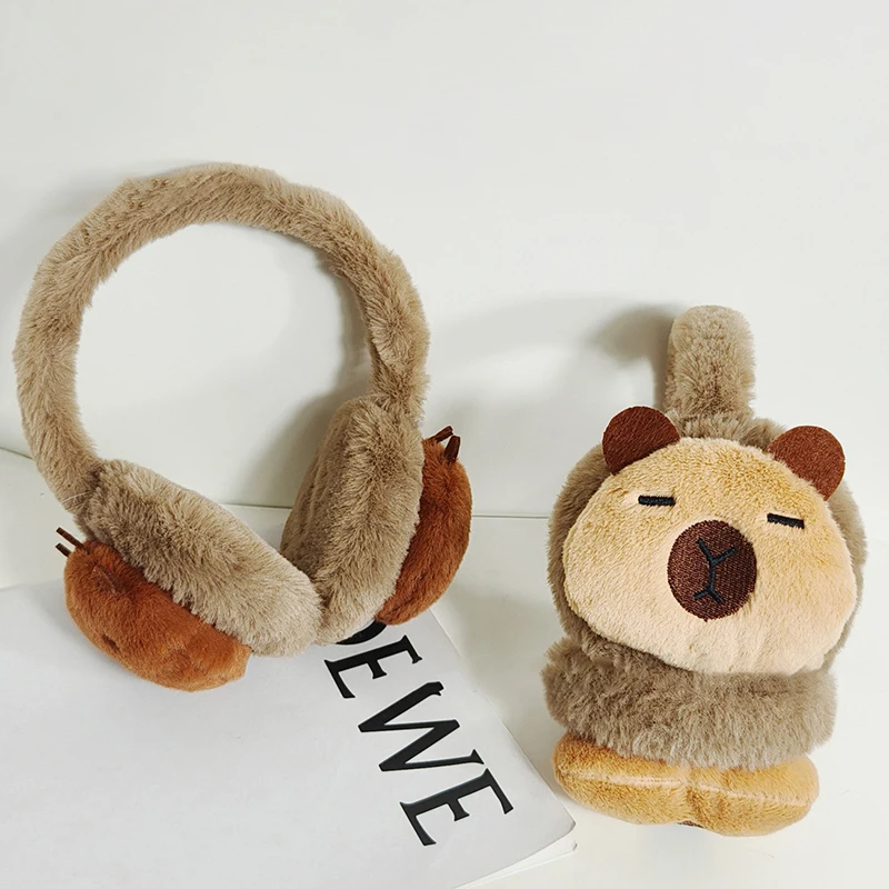 Cache-oreilles en peluche Capybara pour hommes et femmes, cache-oreilles chauds, oreillettes d'extérieur, protection contre le froid, cache-oreilles de cyclisme, mignon, plus chaud, hiver