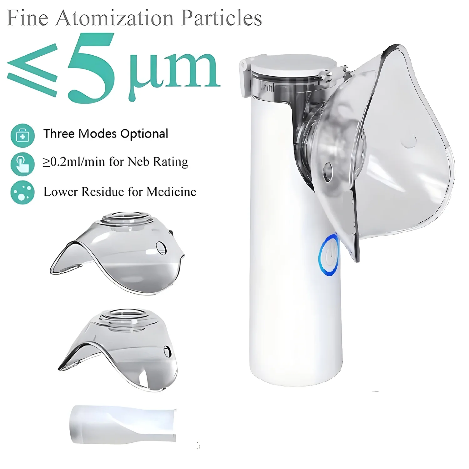 Mini nebulizador médico, nebulizador de mano, atomizador ultrasónico para exteriores, inhalador de asma silencioso portátil para adultos y niños con USB
