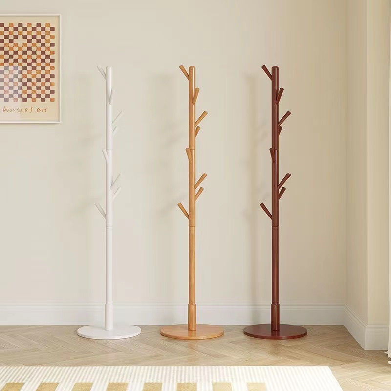 Solid Wood Coat Rack Modern Clothes Hanger Stand For Bedroom Living Room Entryway Sturdy Hat Scarf Bag Organizer Natural Wooden