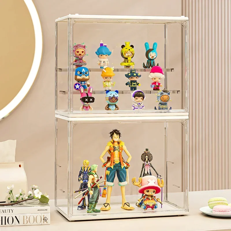 ポップマート-大容量の収納ボックス,ディスプレイスタンド,防塵ドールボックス,デスクトップおもちゃ,厚くて透明なフィギュアボックス