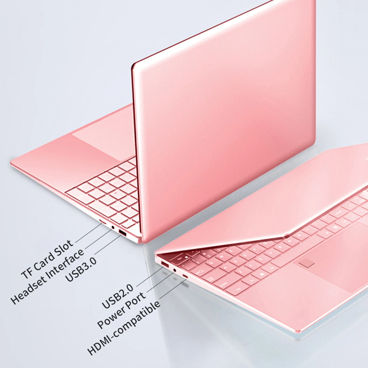 AKPAD 第 11 世代インテル Celeron N5095 ラップトップ Windows10/11、最大 32GB RAM、128gb-2TB SSD、2.4G/5G WiFi、BT、ガーリッシュ スタイル ピンク Keybd