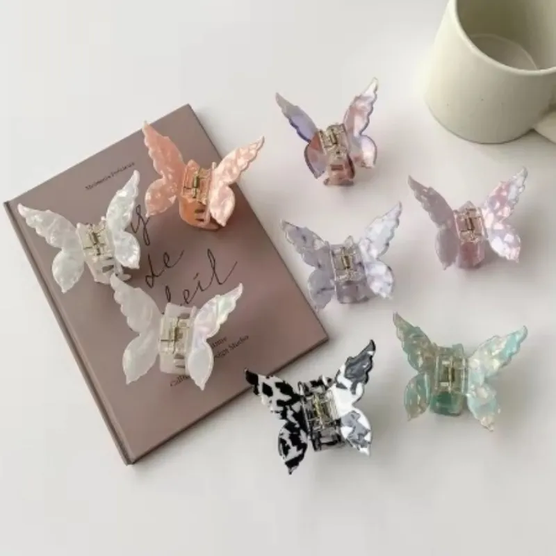 Accessori per capelli con clip in acetato per capelli semi-annodati con farfalla tridimensionale super fata per le donne