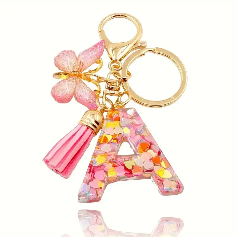 แฟชั่น DIY A-Z ตัวอักษรพวงกุญแจโลหะจี้ Key CHAIN ผู้หญิงแหวน Simple Letter ชื่อ Key PARTY ของขวัญเครื่องประดับ