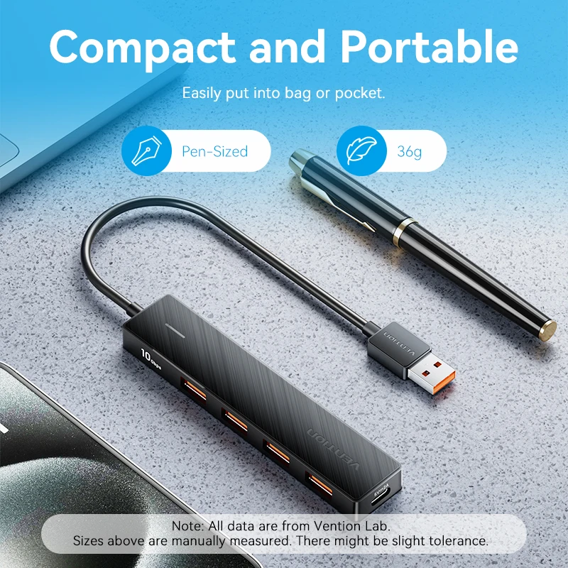 Vention USB Hub 3,2 10 Gbit/s 4 Port ABS Hub USB für Laptop Multi Splitter Adapter Für Xiaomi Macbook PC Computer Zubehör