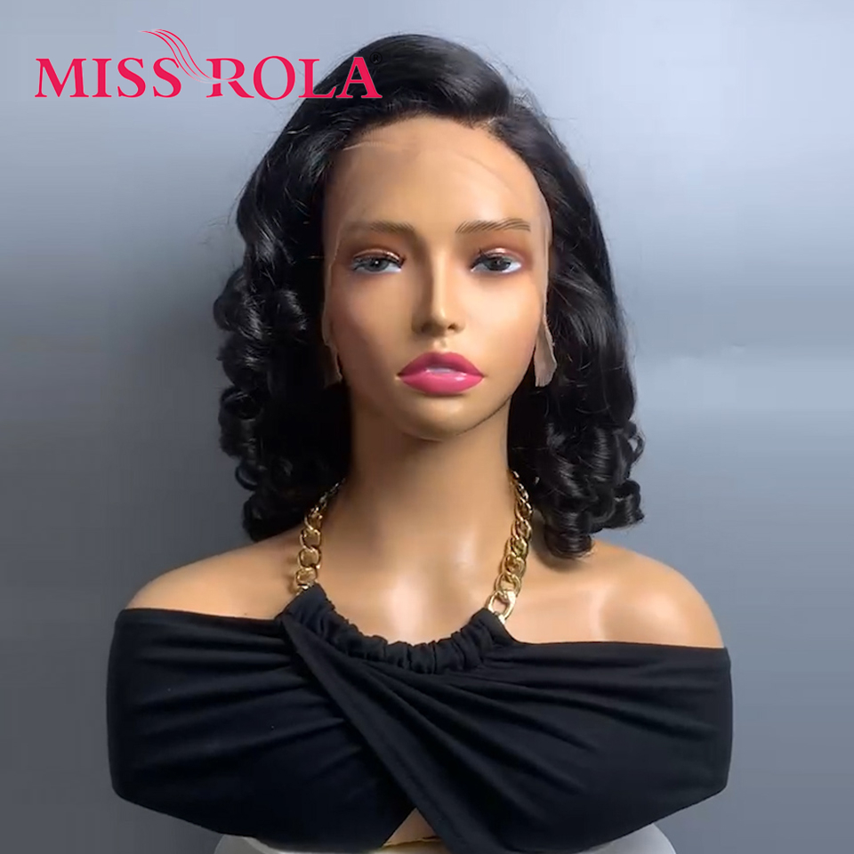 Senhorita Rola-Bouncy Curly Pixie Cut Lace Front Perucas de Cabelo Humano, Laço Transparente, Peruca de Cabelo Brasileiro, 99J Highlight Remy, 5X, 13X4, 12A