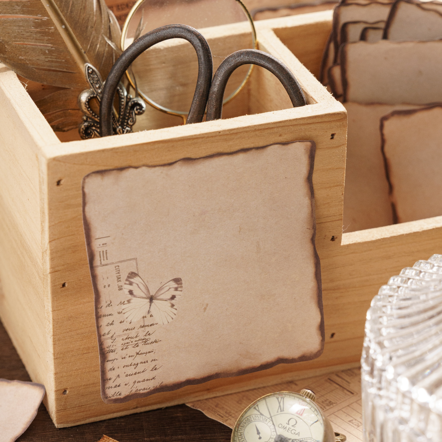 Journamm 30/60 ピース/パックヴィンテージ付箋燃焼スタイル学校事務用品 DIY スクラップブッキングクリエイティブ文具ノート紙