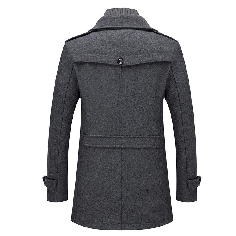 Neue Winter Wolle Mantel Männer Mode Doppel Kragen Dicke Warme Jacke Einreiher Trenchcoat Männer Casual Wolle Mischungen Mäntel