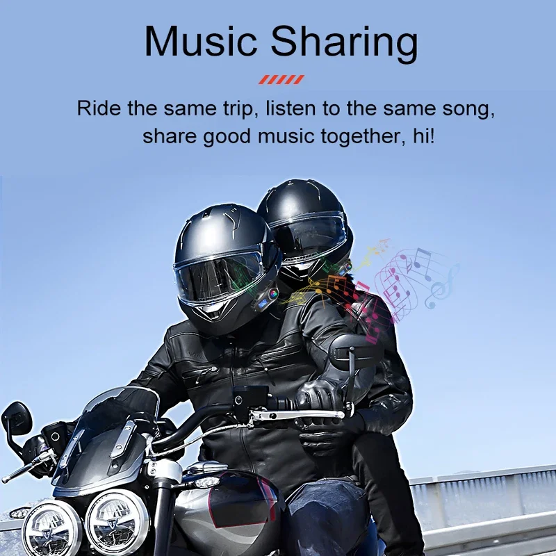 1/2x motorfiets intercom helm headset voor 2 rijders 500M interphone FM-radio muziek delen LCD-scherm met zaklamp hoofdtelefoon