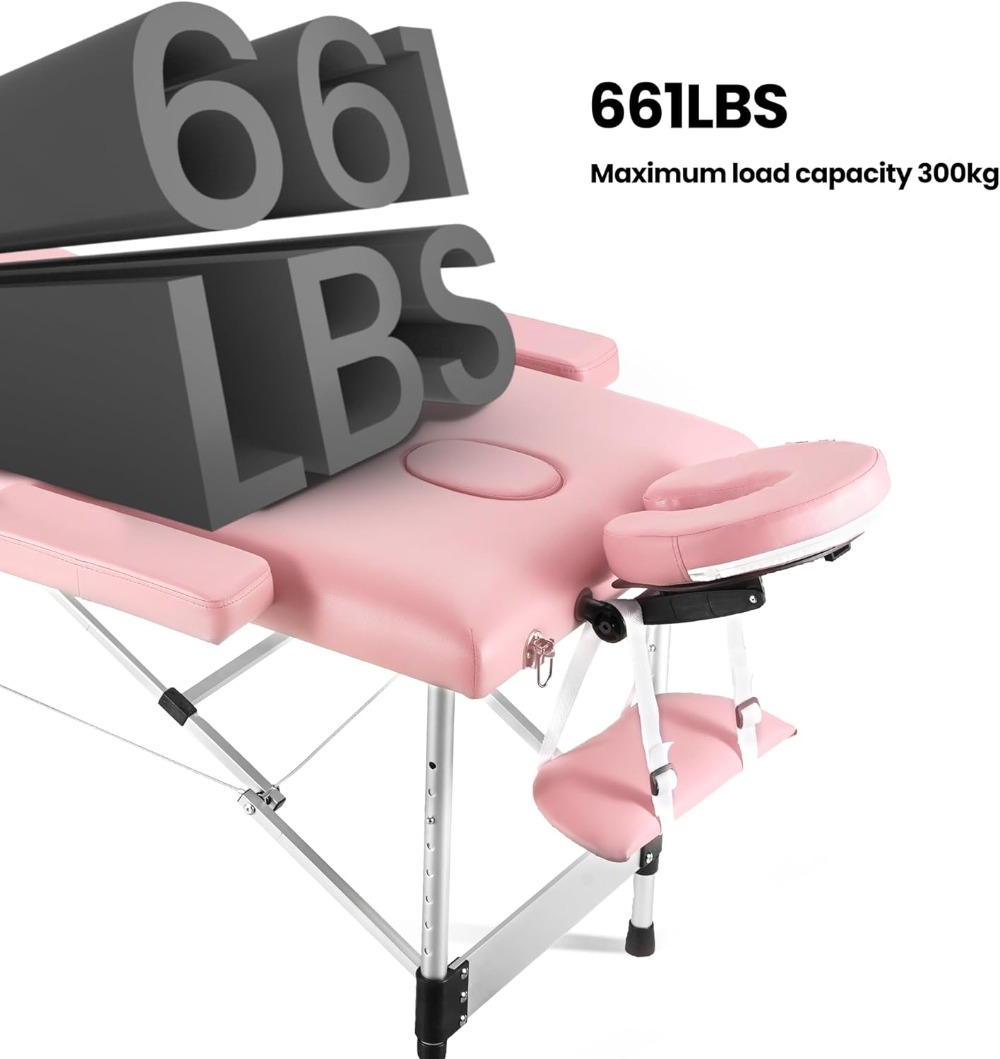 Massage Table Professional Massge Bed 3 Fold 82 Inches Height Adjustable