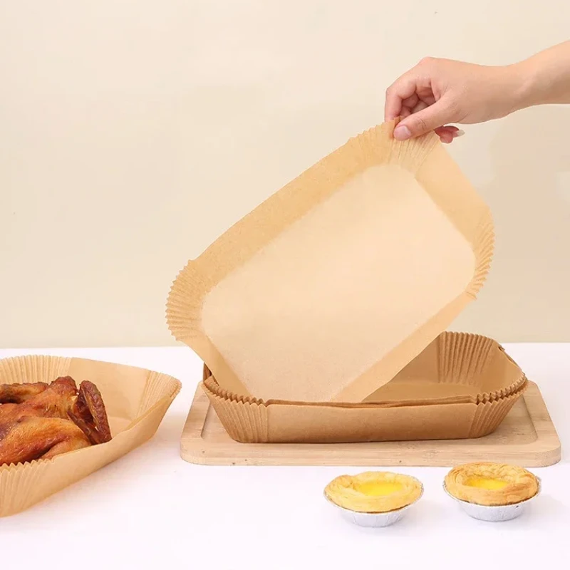 50/100pcs Disposable Air Fryer Paper Kitchen Baking Airfryer Mat Oilproof Micro-wave Barbecue Baking Non-Stick Paper Pad