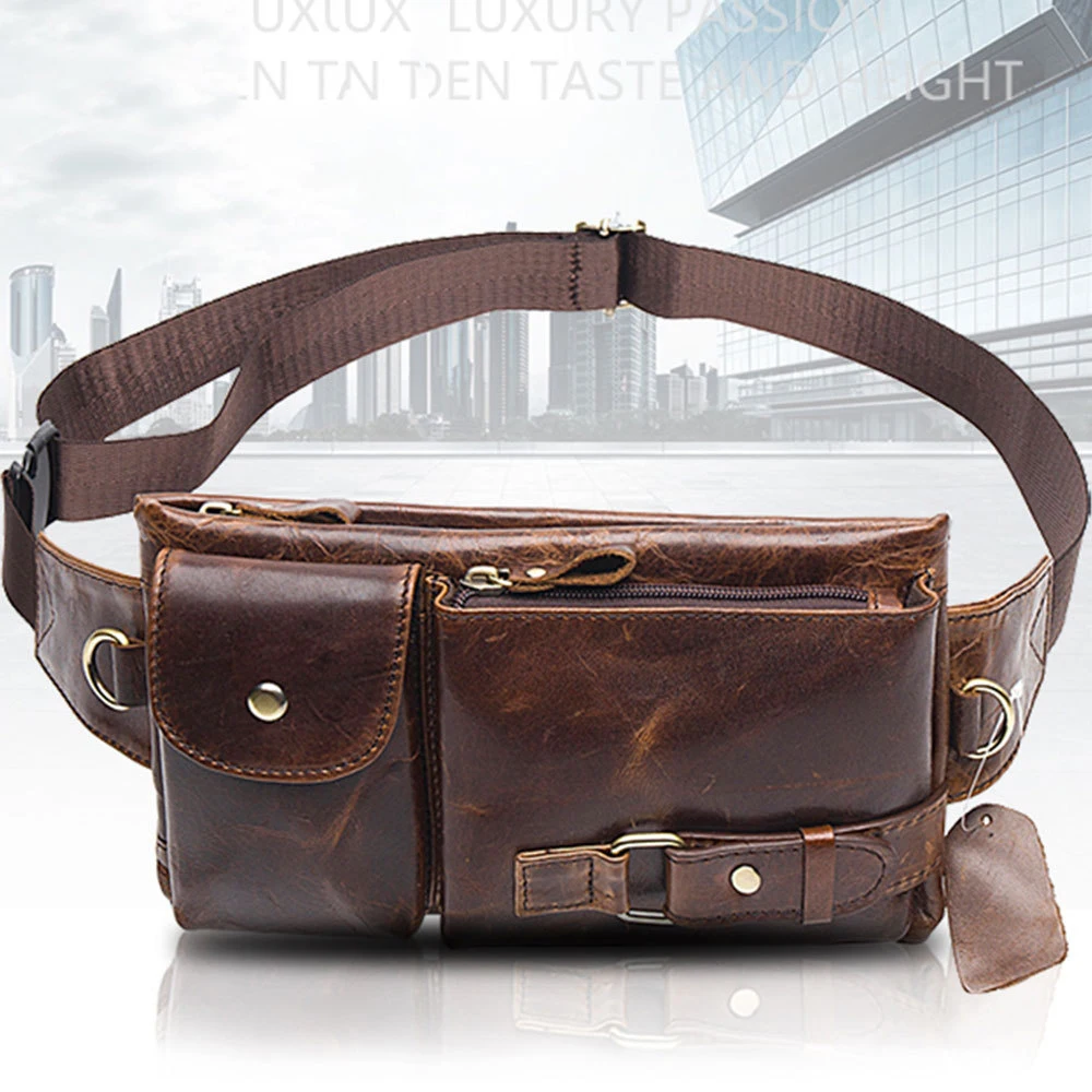 Riñonera de cuero genuino para hombre, riñonera cruzada, bandolera para el pecho, riñonera para hombre, mochila táctica para hombre y mujer