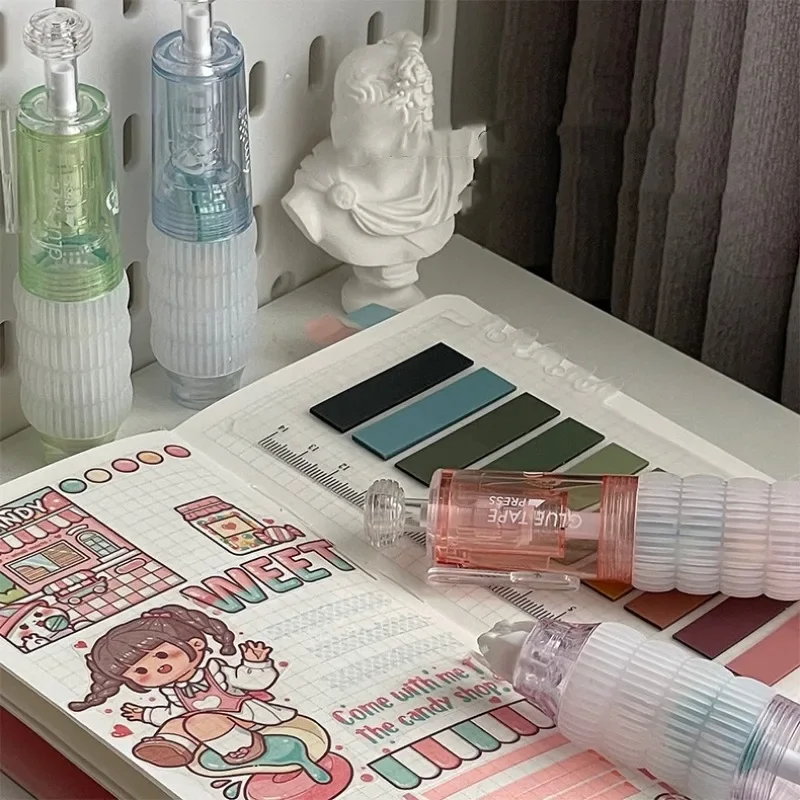 Student Pen Style Glue Tape Simplicity Paste Non-sticky Scrapbook Journal Paper Adhesive Tape Transparent Tape School Supplies