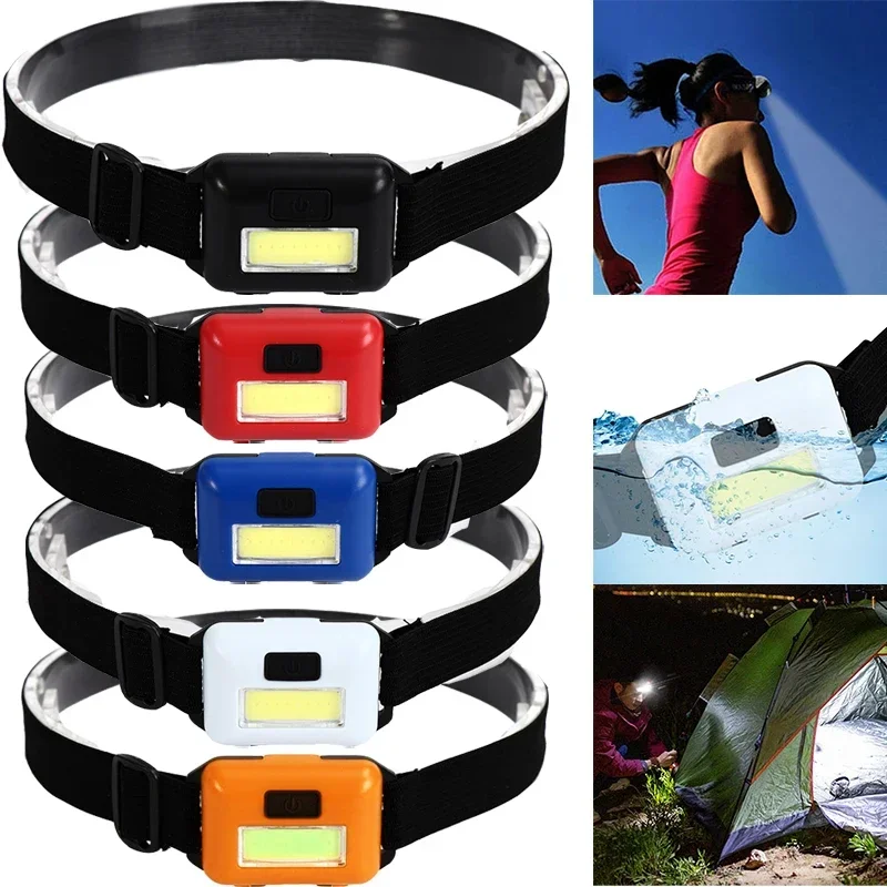 Mini faros Led para acampada, faros Cob portátiles, luz frontal impermeable con 3 modos de interruptor, luces Led, decoración navideña