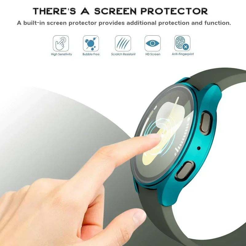 TPU-Hülle für Samsung Galaxy Watch 7-6-5-4-FE 40 mm 44 mm, vollständige Schutzhülle, Silikon-Stoßstange, Displayschutzfolie, Uhrenzubehör