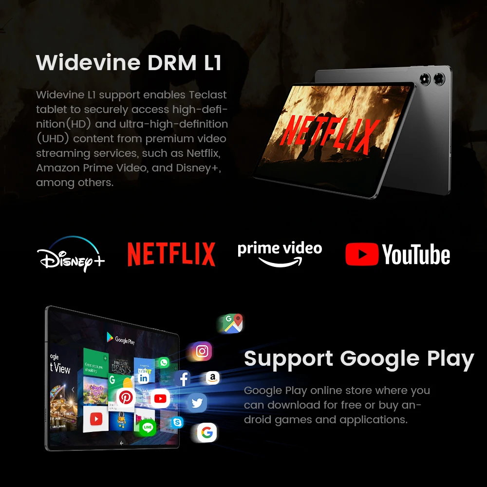 【Новинка】Teclast T50 Plus Android 14 Планшет 11" 2K 90 Гц High Refresh 6 ГБ + 256 ГБ UNISOC T620 8000 мАч Аккумулятор 8 МП + 13 МП Камера 4G Tab