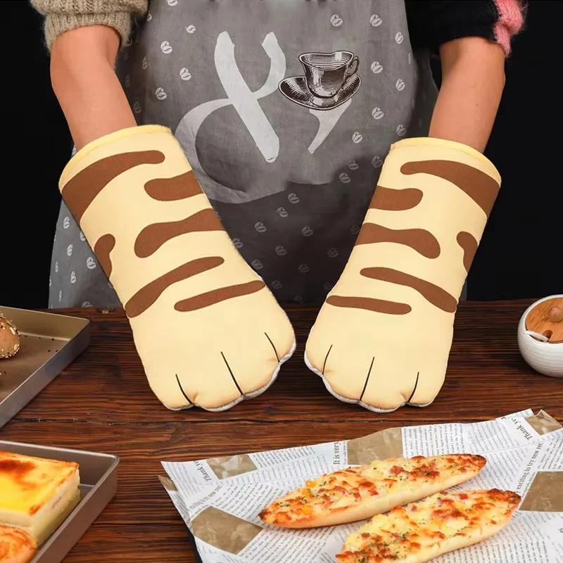 ครัวเบเกอรี่ผลิตภัณฑ์ Cat Claw เตาอบฉนวนถุงมือ Simple Single Person ไมโครเวฟถุงมือผ้าฝ้าย