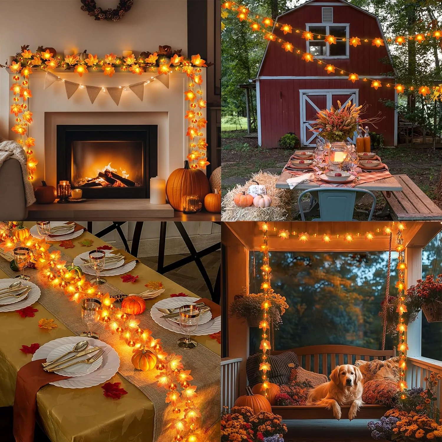 1pc Halloween 3D zucca e foglie d'acero luci della stringa lampada decorativa per la casa raccolta del Ringraziamento autunno arredamento festival interno